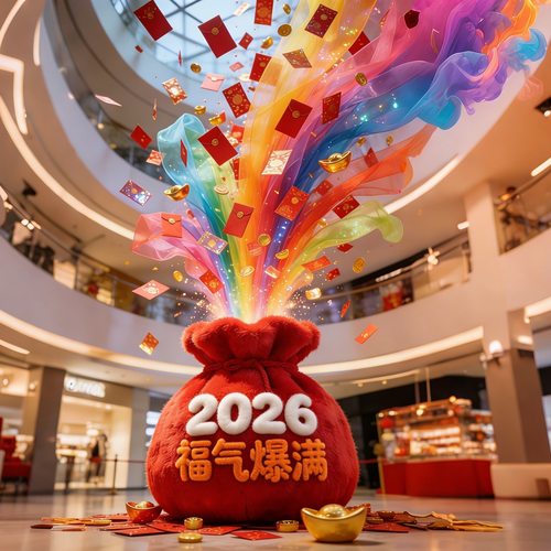 2026马年福气红包袋装饰毛绒数字氛围感毛绒背景板拍照打卡道具