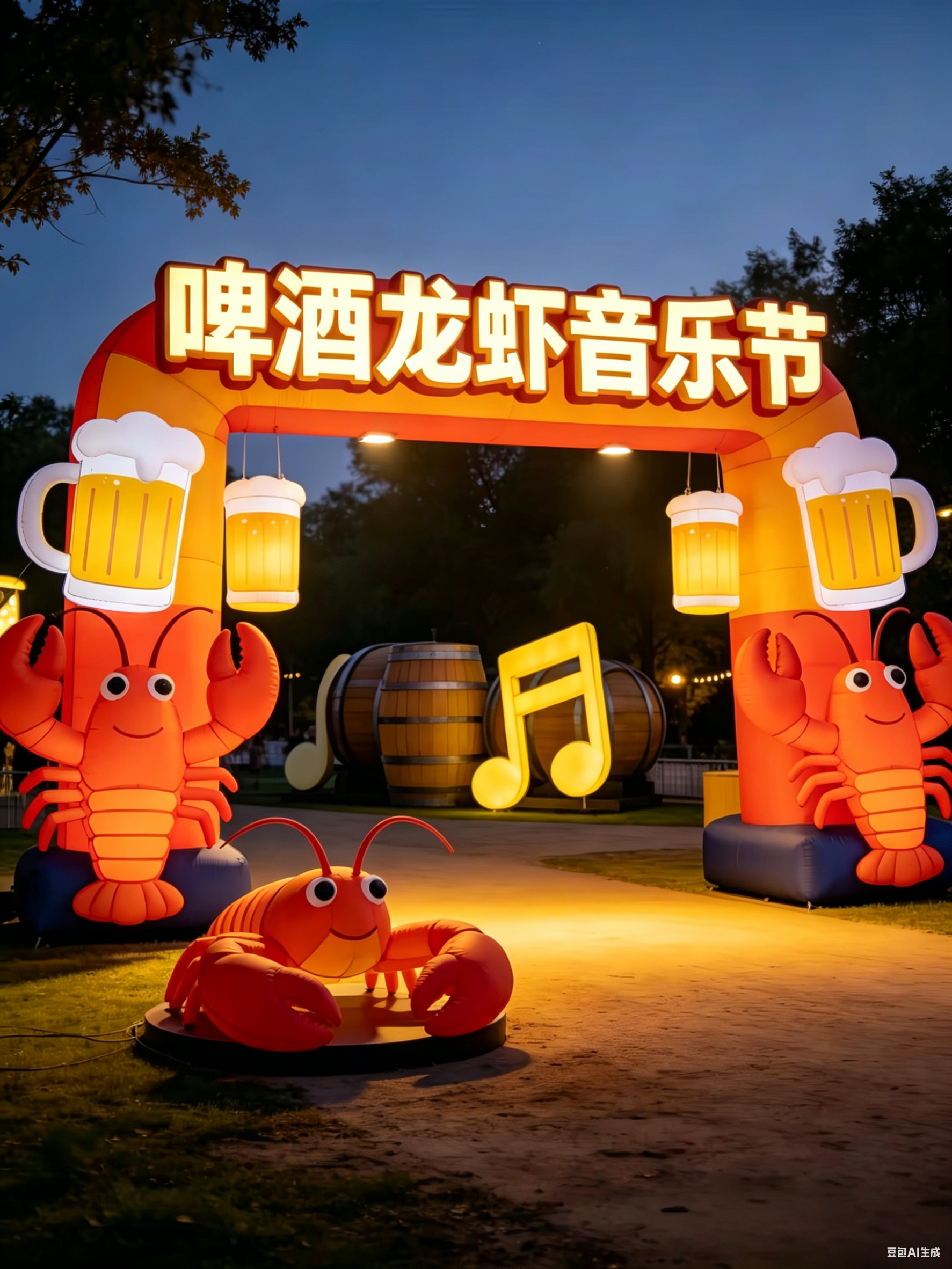 充气卡通小龙虾气模定制夜光龙虾模型门头网红龙虾节活动发光气模
