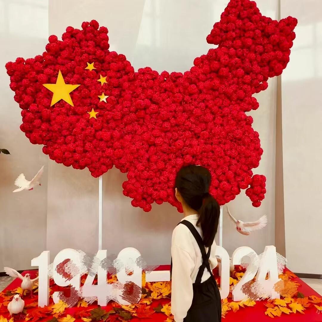 国庆节大型爱心仿真花摆件商业展商业美陈/装饰