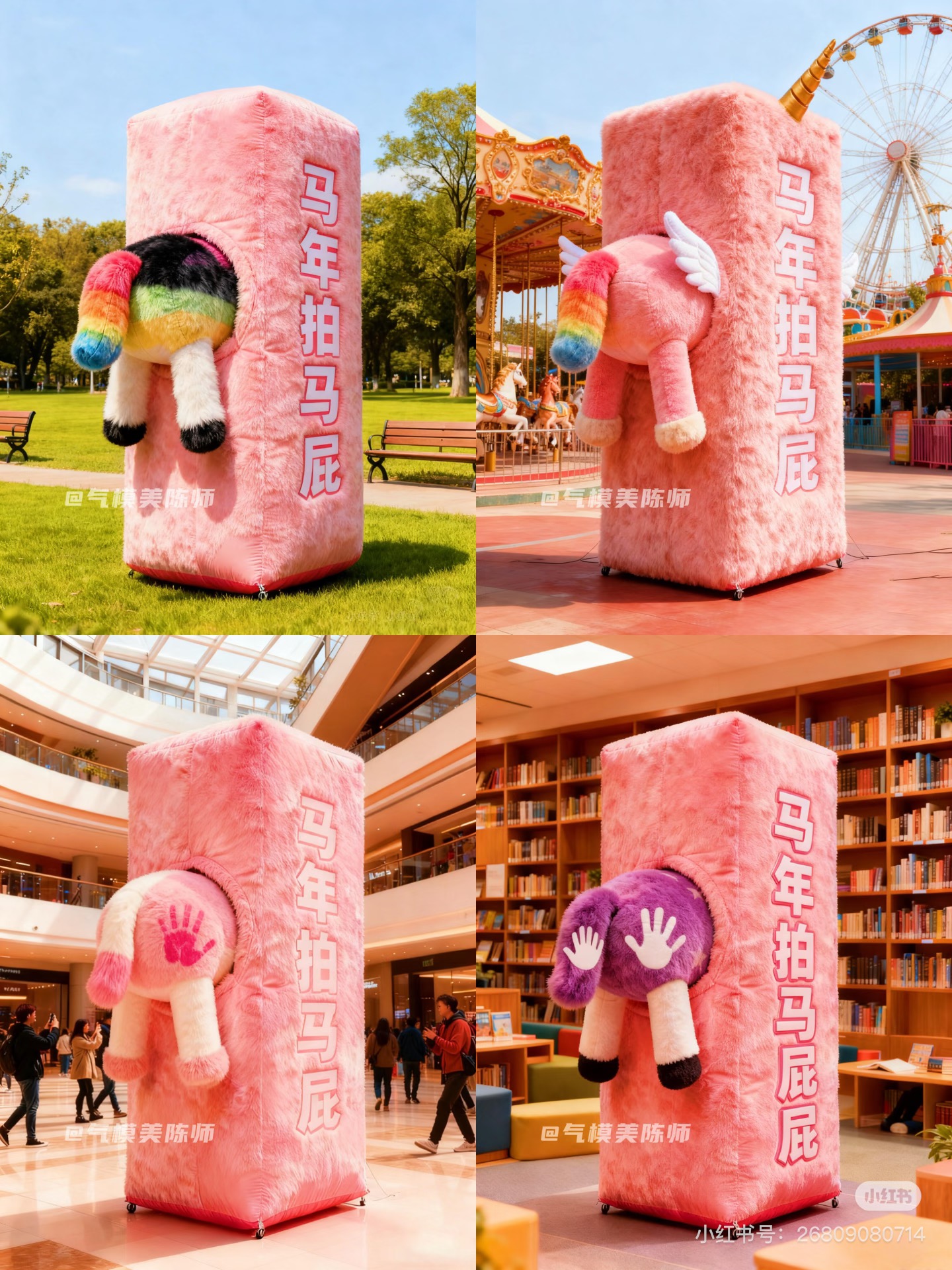 2026新年拍马屁美陈摆件户外景区商场元旦美陈布置道具拍照打卡