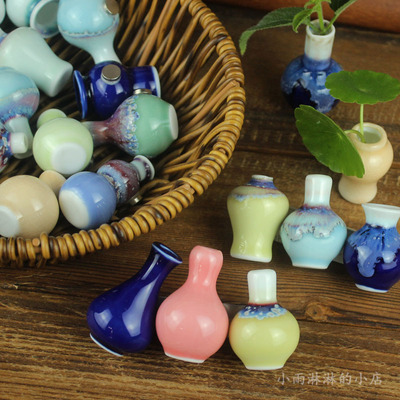 陶瓷冰箱贴花瓶立体磁贴2件包邮