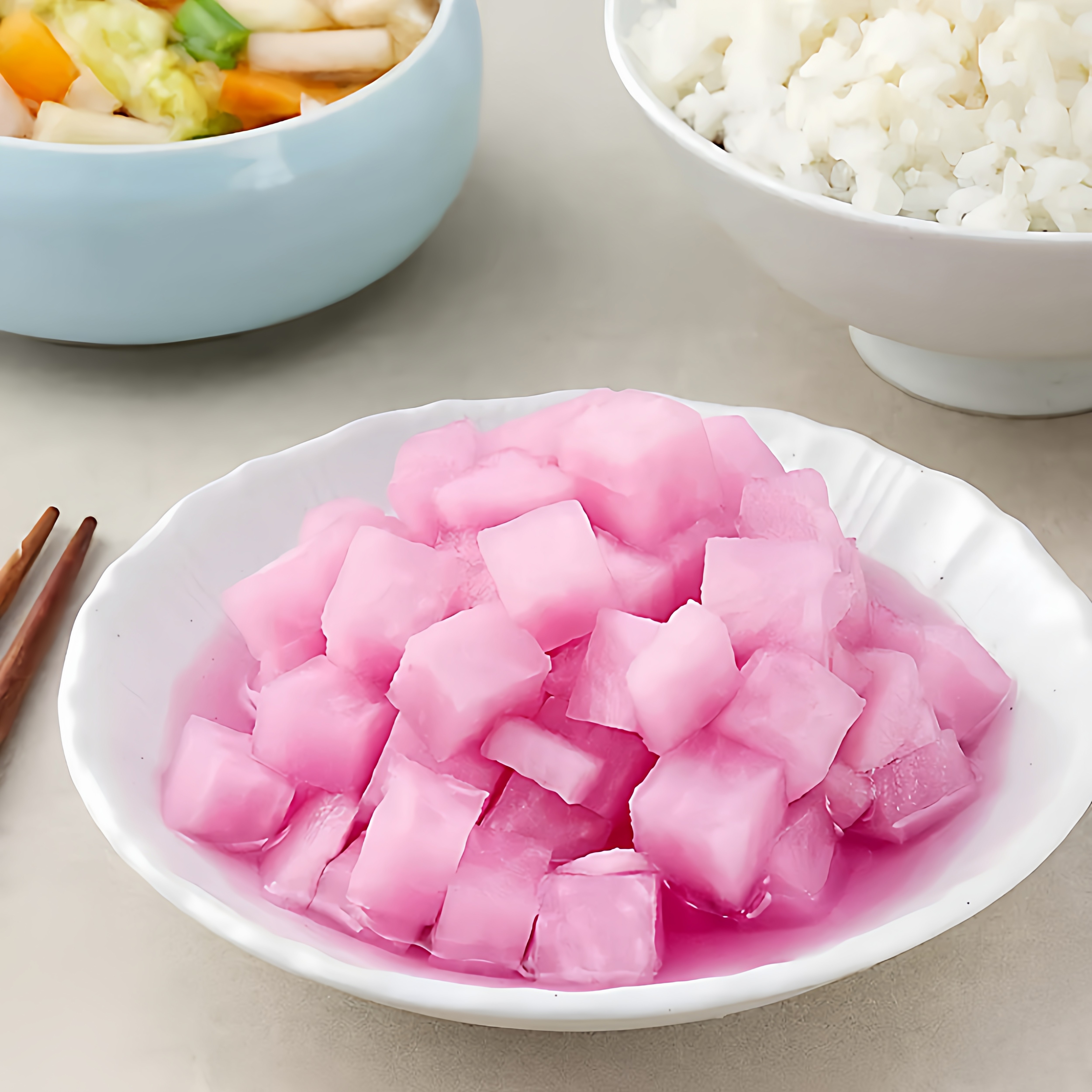 韩式酸甜微辣糖醋樱花粉萝卜块炸鸡萝卜伴侣素食餐厅披萨冷面商用