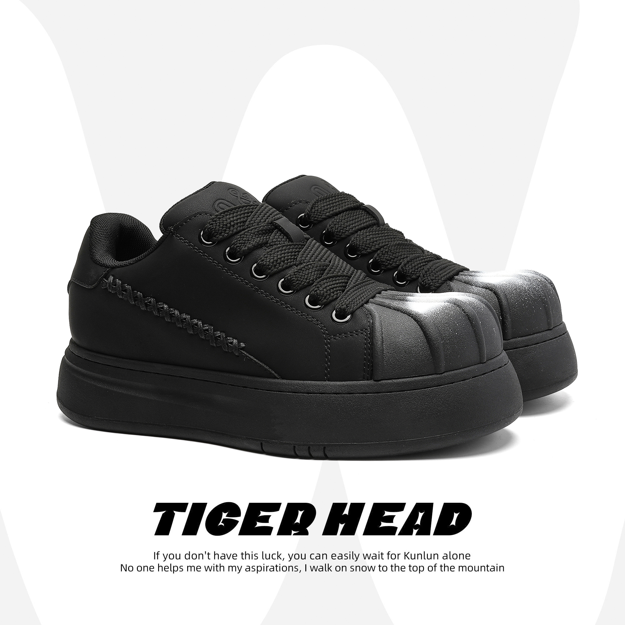 黑武士原创喷绘厚底板鞋男女款