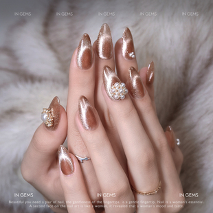 In Gems高光猫眼穿戴甲美甲穿戴式可拆卸假指甲光疗贴片手工定制