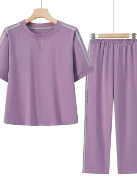 中年妈妈夏装纯棉休闲运动服套装2026新款洋气中老年女夏季两件套