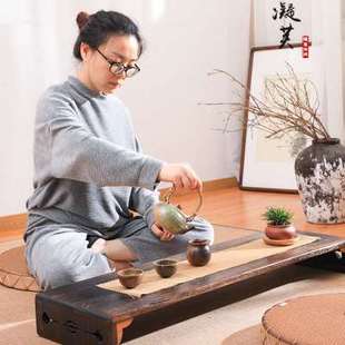 日式禅意茶桌实木榻榻米小茶几茶室席地矮桌炕桌家用炕几多功能凳
