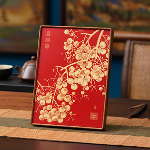 黄铜乔迁新房桌面摆件客厅玄关摆件桌面柿柿如意摆台吉祥发财礼物