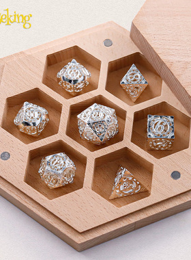 金属COC跑团骰子套装TRPG克苏鲁DND龙与地下城D20多面体桌游色子