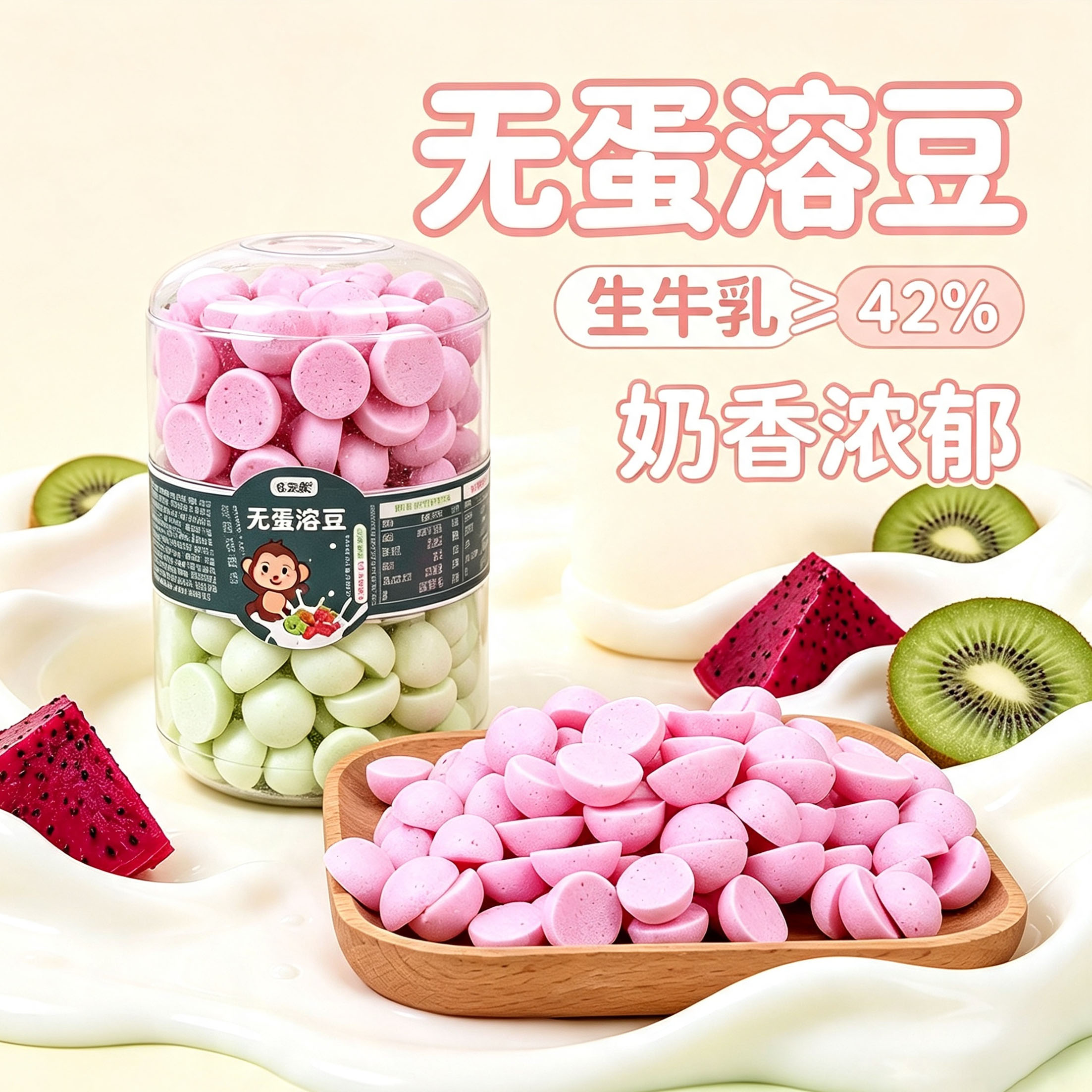 5罐 双拼酸奶溶豆猕猴桃奶豆百香果味宝贝溶豆豆入口即化一罐两味