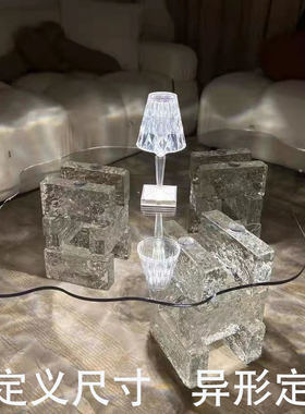 亚克力板云朵茶几桌面玻璃砖现代简约客厅桌子拍照道具定制异形