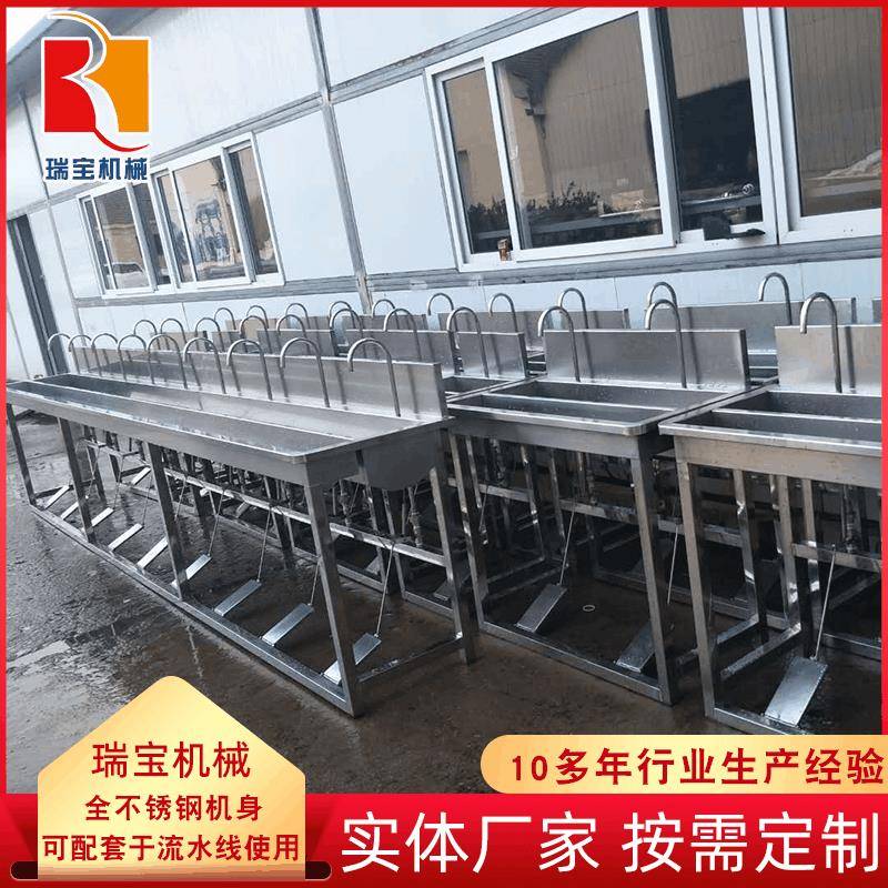 学校食堂用脚踏式洗手槽 直角圆角加工洗手槽 感应消毒洗手槽