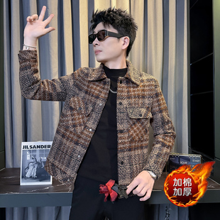155矮小个子穿搭S号XS小码加棉加厚外套小伙毛呢夹克男生潮流上衣