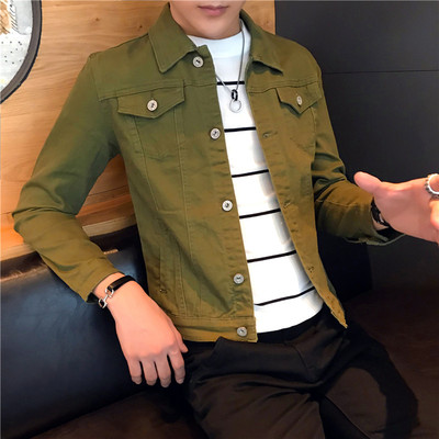 矮个子xs码精神小伙紧身牛仔夹克