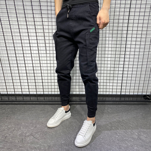 百搭26码 潮流束脚哈伦裤 27拼接休闲裤 修身 男社会小伙韩版 网红小码