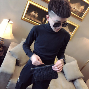 秋季休闲S线衣矮个子小版155帅t修身高领毛衣XS码纯色打底针织衫