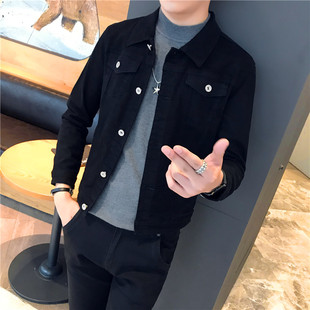 160帅T小码XS瘦版短款牛仔夹克男S号矮个子155韩版修身牛仔衣外套