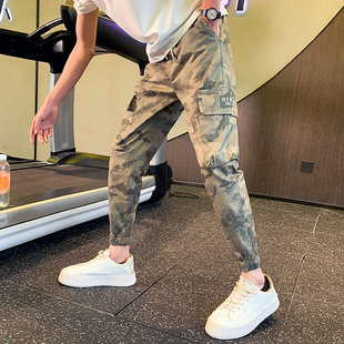 迷彩工装 束脚九分军旅小脚裤 休闲裤 宽松男士 潮 男26号27码 160小码