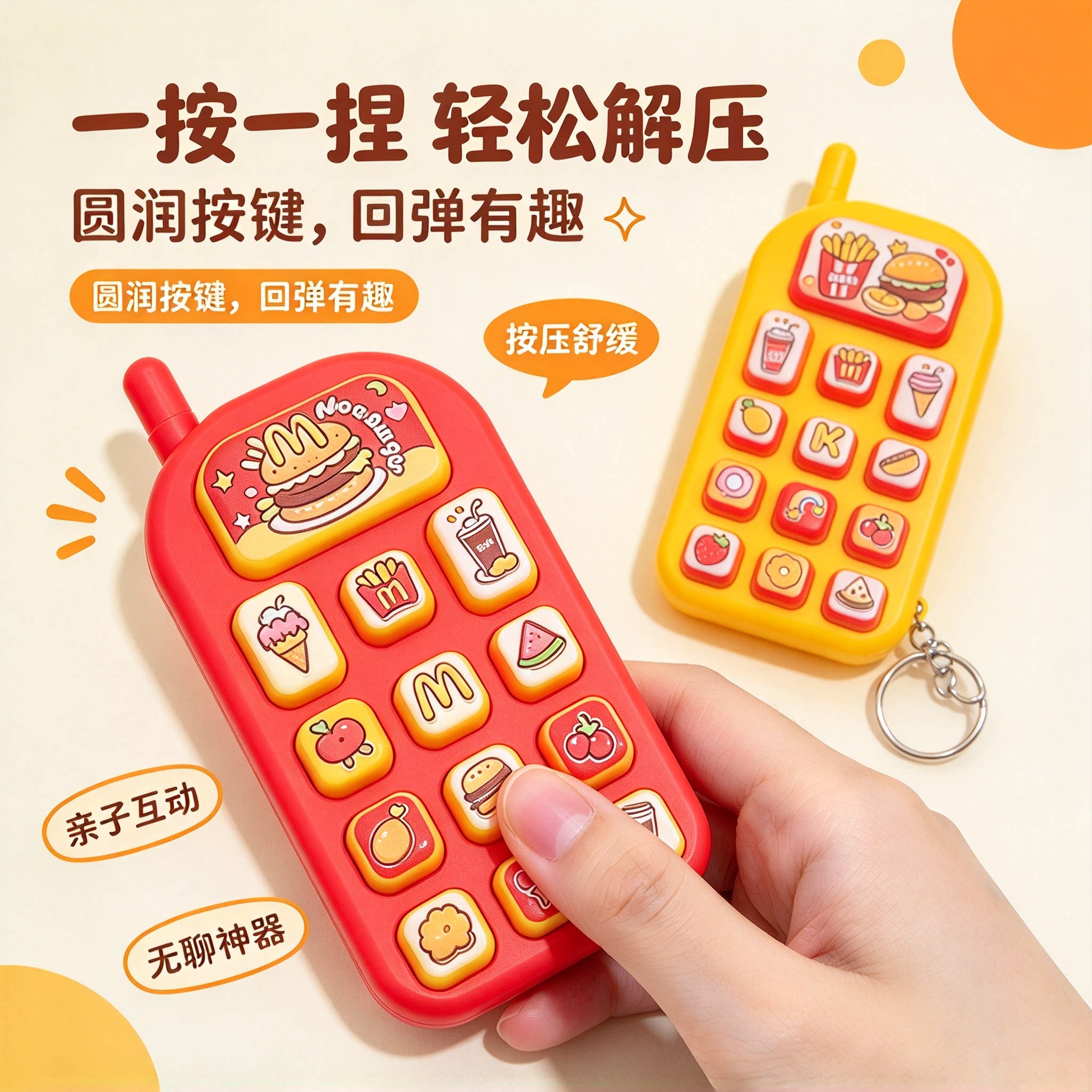 按键手机钥匙扣儿童解压玩具