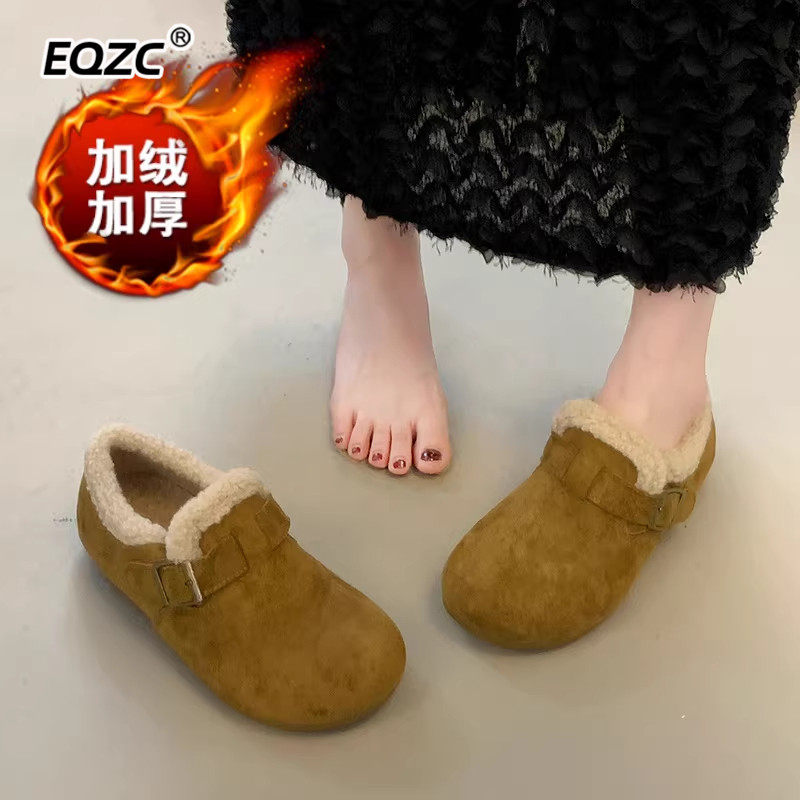 加绒全包勃肯鞋女2026新款加厚保暖棉鞋一脚蹬乐福豆豆鞋,女鞋,棉鞋,淘宝优惠券,粉丝福利购,淘宝优惠卷