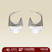 SOFT ROOM拉丝松果清透耳环纯银耳针小众设计高级感配饰轻奢极简