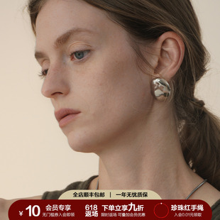SOFTROOM溪中石大耳环纯银耳针哑光质感欧美简约高级原创设计小众