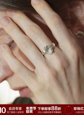 SOFT ROOM新中式清冷天然月光石包裹戒指简约小众原创设计高级感
