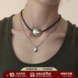 ROOM哑光极简溪中石黑绳项链可调节choker卫衣链小众高级感 SOFT