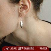 SOFT ROOM木果拉丝耳环大号配饰简约轻奢高级感纯银耳针小众设计