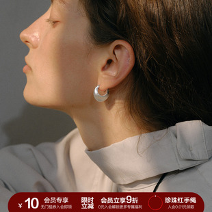 SOFT ROOM陶罐耳环刺绣拉丝肌理复古配饰小众简约女高级纯银耳针