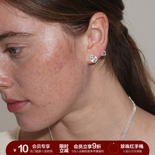 SOFT ROOM水滴不对称宝石耳钉天然白水晶高级感银针简约礼物