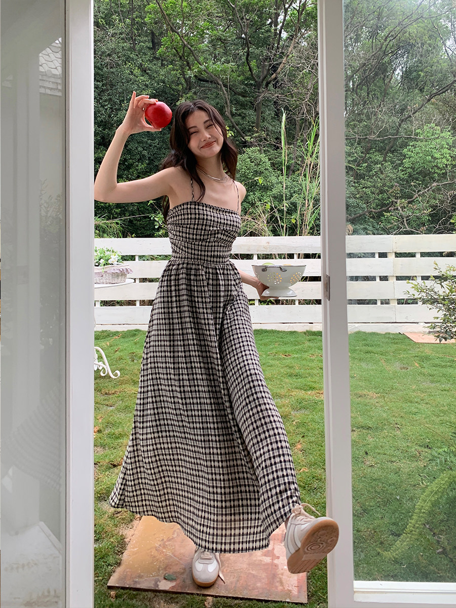 hi high 【浪漫主义者】175cm高个子女装黑白格连衣裙