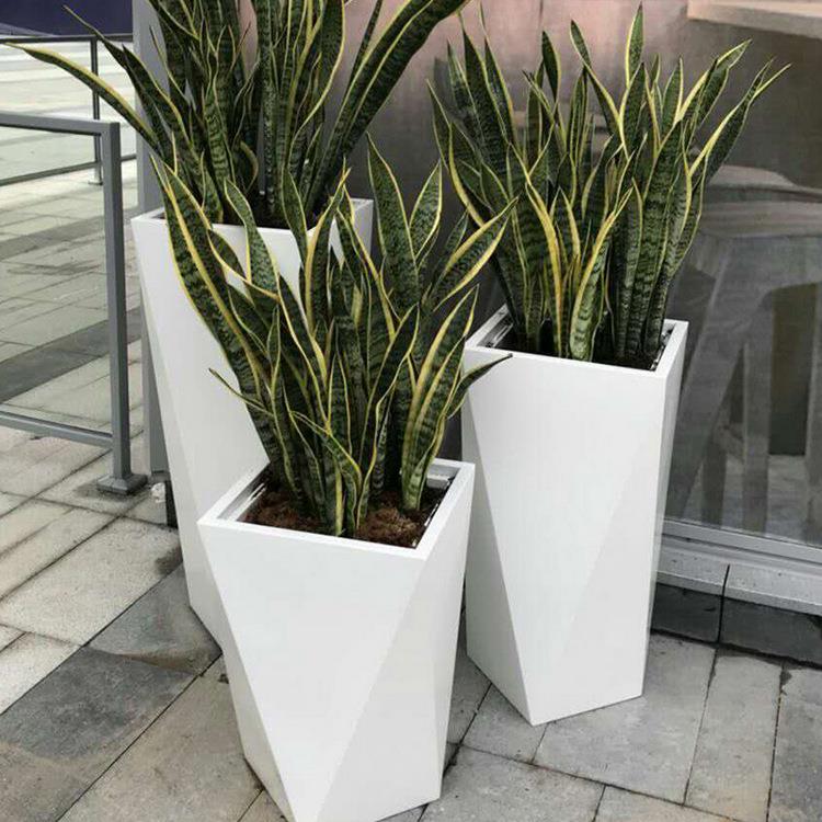 玻璃钢商场酒店花盆户外园林学校装饰花器写字楼市政广场方形花箱