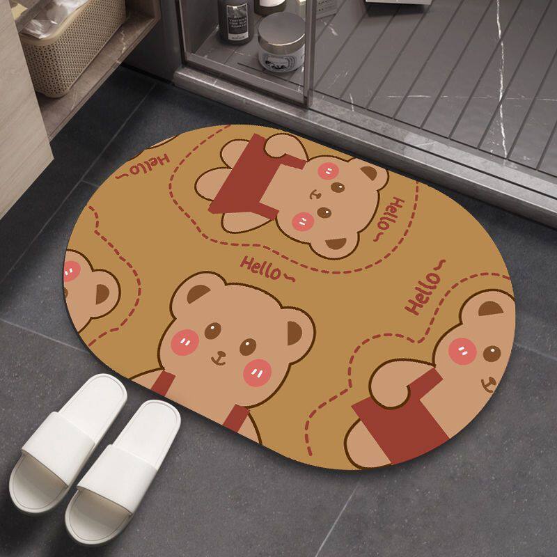 浴室吸水地垫卫生间速干防滑垫加厚卡通柔软脚踩耐脏垫硅藻泥地垫