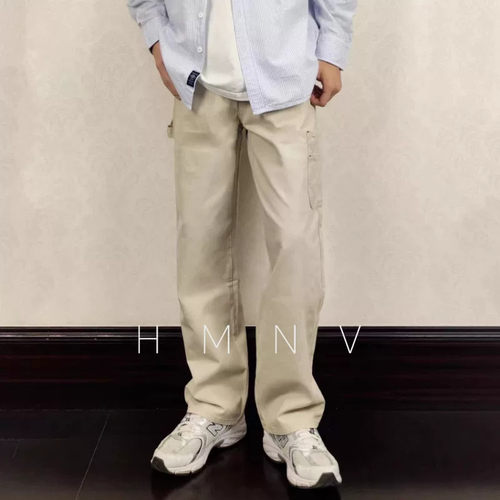 HMN Studio2024春秋日系基础款直筒工装裤男宽松阔腿百搭休闲长裤