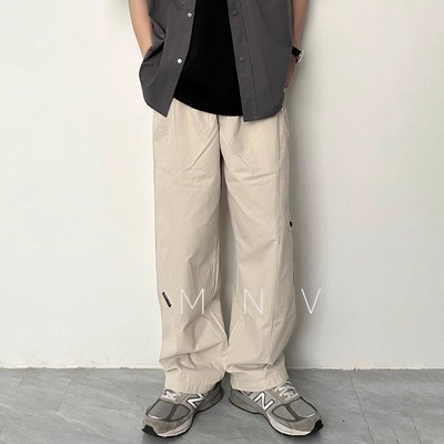 HMN Studio新款日系潮牌宽松直筒休闲工装裤百搭阔腿拖地长裤男