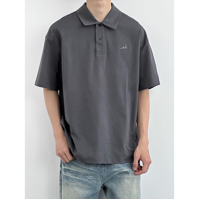 HMN Studio日系复古索罗娜翻领POLO衫凉感运动休闲宽松短袖T恤男