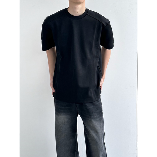 HMN Studio美式复古300g重磅纯色短袖t恤男宽松简约cleanfit打底