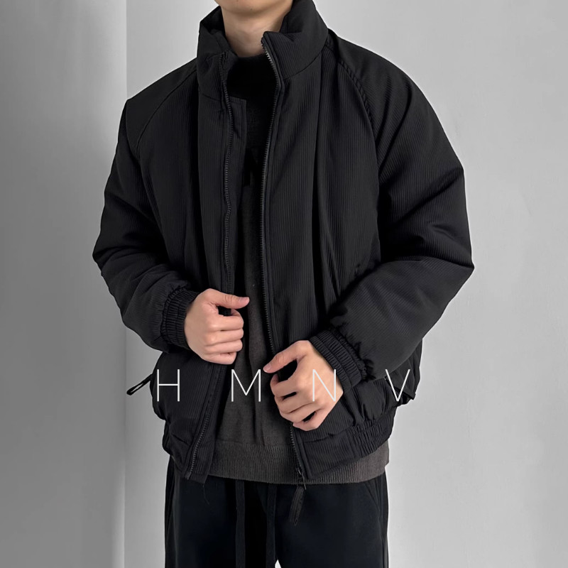 HMN Studio冬季新款男士日系复古加棉保暖棉袄宽松百搭立领棉服图片
