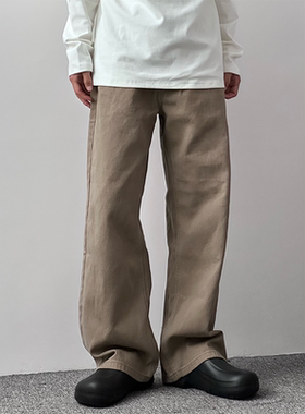 HMN Studio日系复古水洗休闲百搭直筒裤宽松简约百搭牛仔裤男