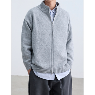 HMN Studio美式复古立领双头拉链开衫毛衣外套男女潮牌针织衫上衣