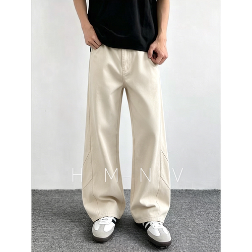 HMNV美式cleanfit纯棉休闲弯刀裤男士夏季新款直筒宽松阔腿裤