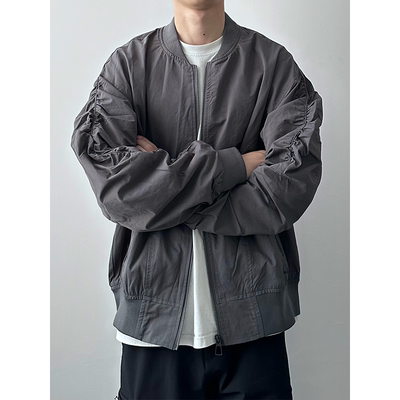 HMNStudio棒球领宽松飞行夹克