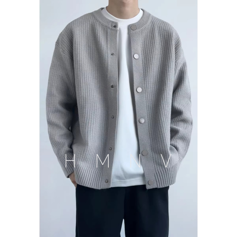 HMN Studio针织开衫毛衣男女外套秋冬休闲高级简约百搭衣服慵懒风图片