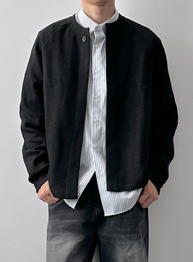 HMN Studio秋款韩版潮流修身圆领针织开衫外套男女百搭宽松毛衣