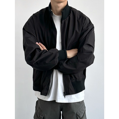 HMN Studio飞行员夹克cleanfit男秋季痞帅立领外套美式高街棒球服