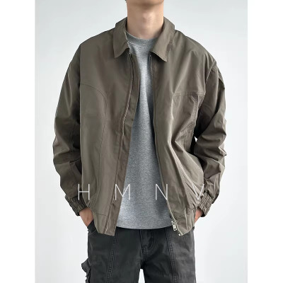 HMN STUDIO工装夹克宽松休闲纯色百搭简约复古男立领春秋上衣外套