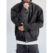 立领棉衣外套冬季 HMN Studio座山雕bomber工装 复古宽松一体毛棉服