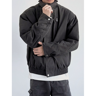 HMN Studio座山雕bomber工装立领棉衣外套冬季复古宽松一体毛棉服