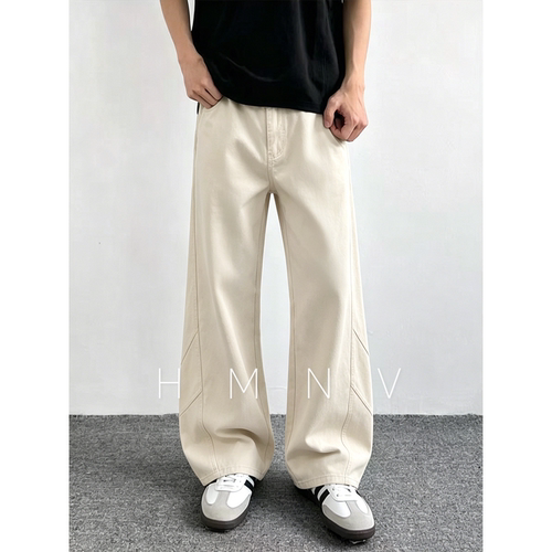 HMNV美式cleanfit纯棉休闲弯刀裤男士夏季新款直筒宽松阔腿裤