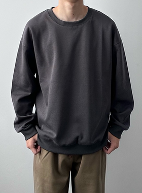 HMN Studio春秋款无帽圆领潮流卫衣男女美式简约纯色百搭宽松T恤